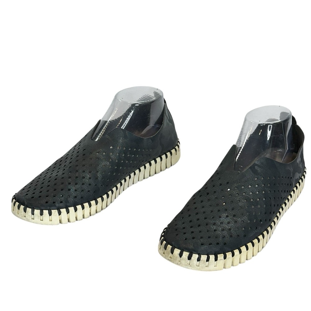 Ilse Jacobsen Tulip Slip On Shoes Women EU 40 US 9 Black Perforated Comfort